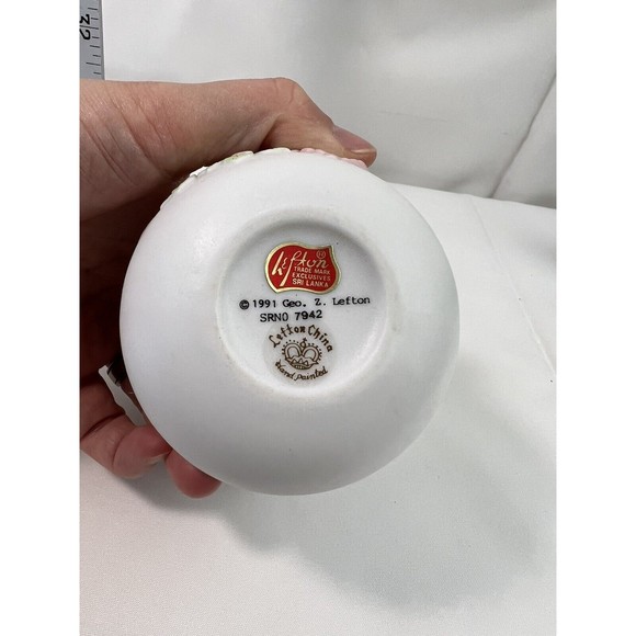 Vtg 1991 Lefton China Porcelain Egg Trinket Box w/Lid Ribbon Floral Hand Painted - Picture 6 of 6